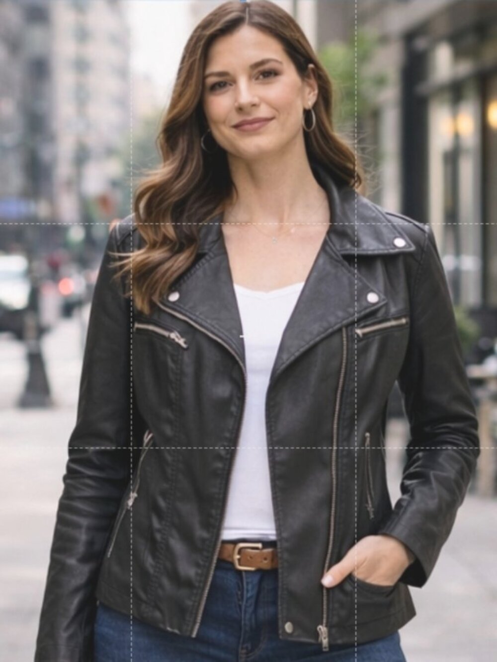 C22 Frida G Faux Leather London Moto Jacket, Large, Pre-owned